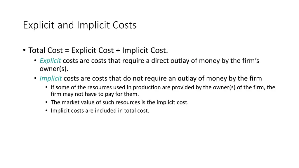explicit and implicit costs
