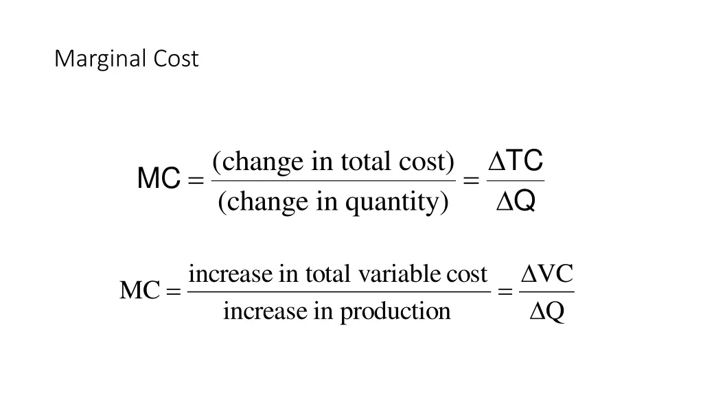 marginal cost 1