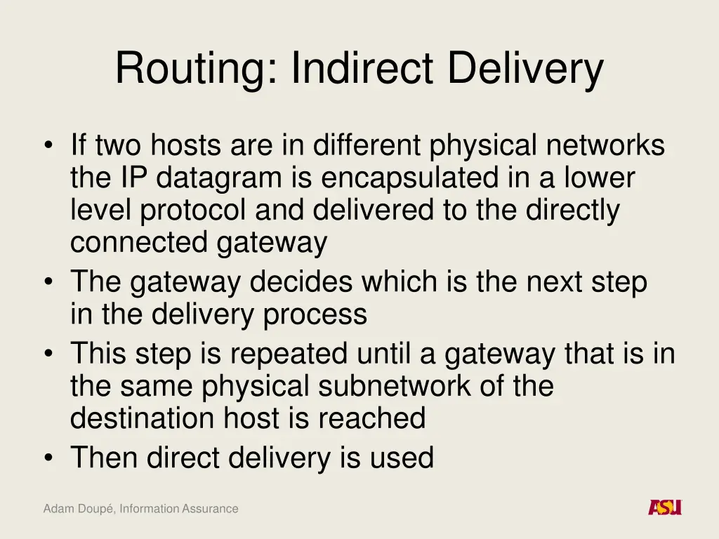 routing indirect delivery