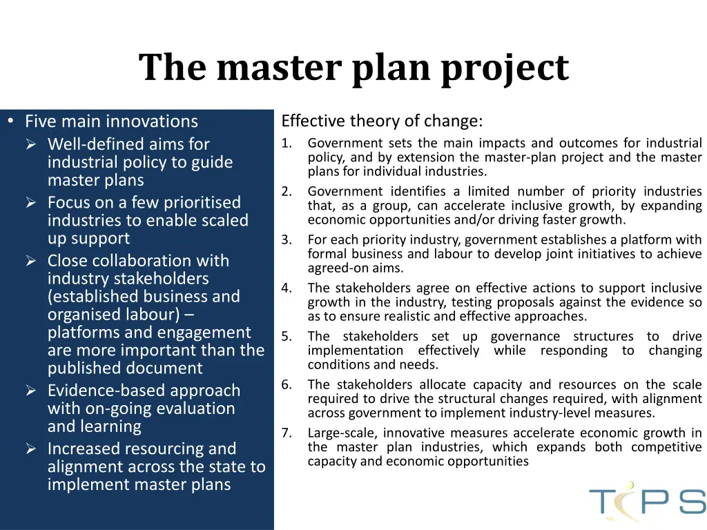 the master plan project