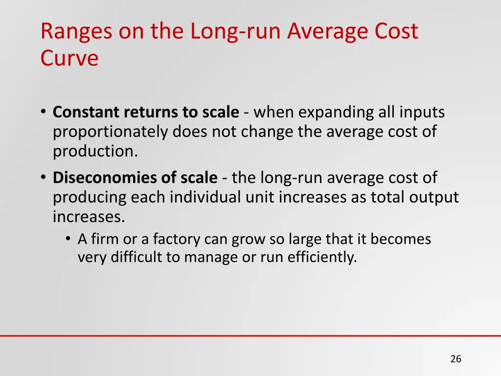 ranges on the long run average cost curve