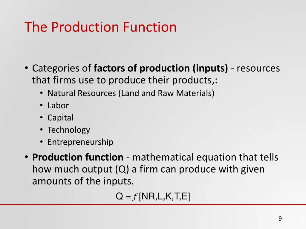 the production function