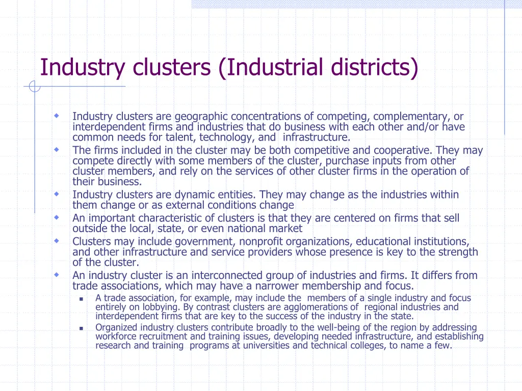 industry clusters industrial districts