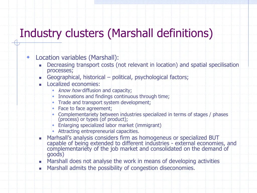 industry clusters marshall definitions