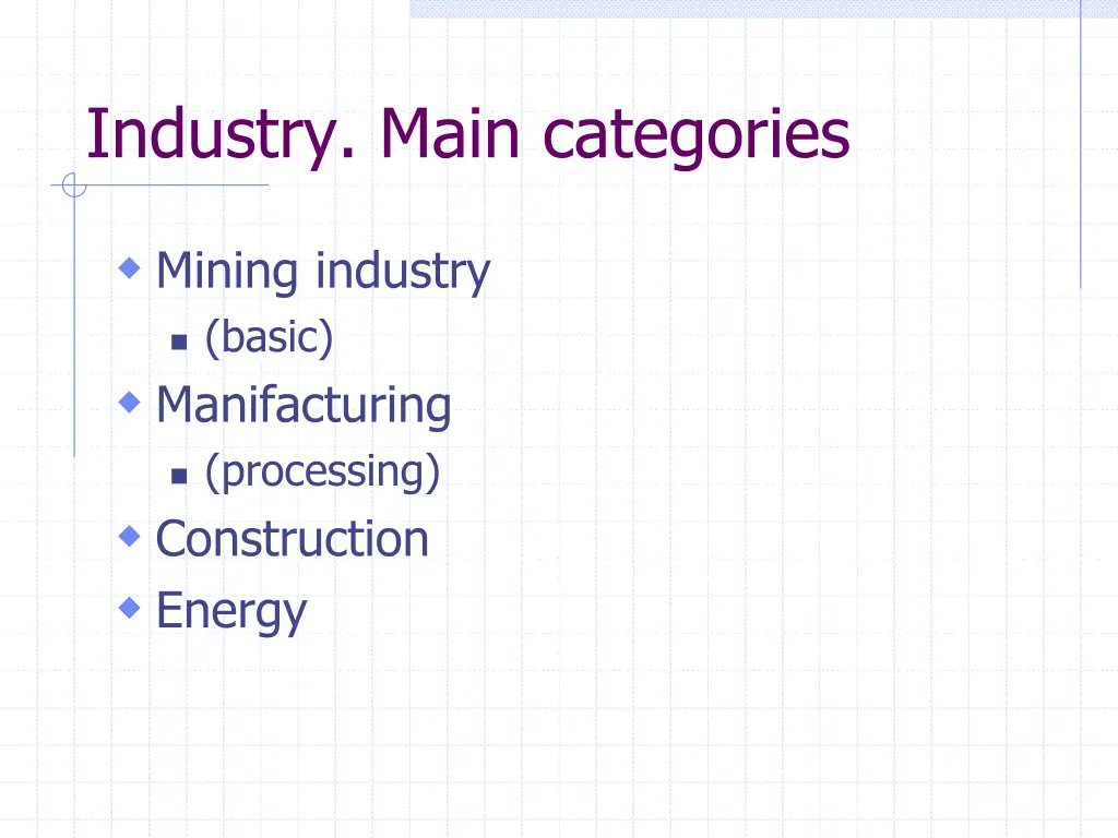 industry main categories