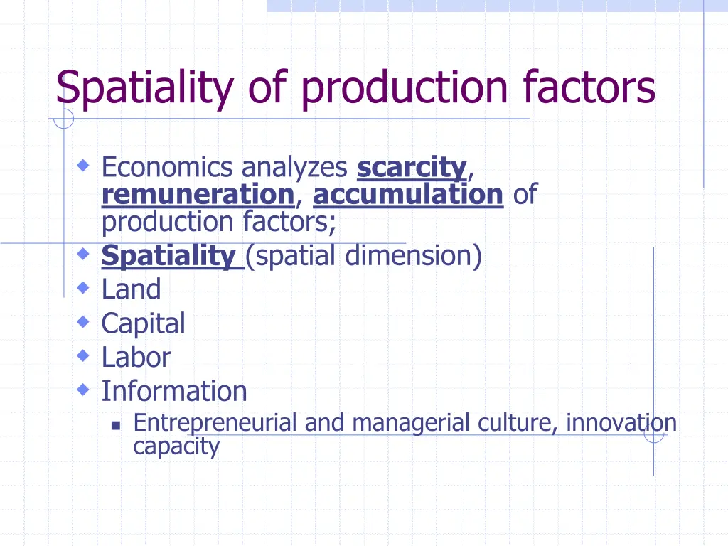 spatiality of production factors