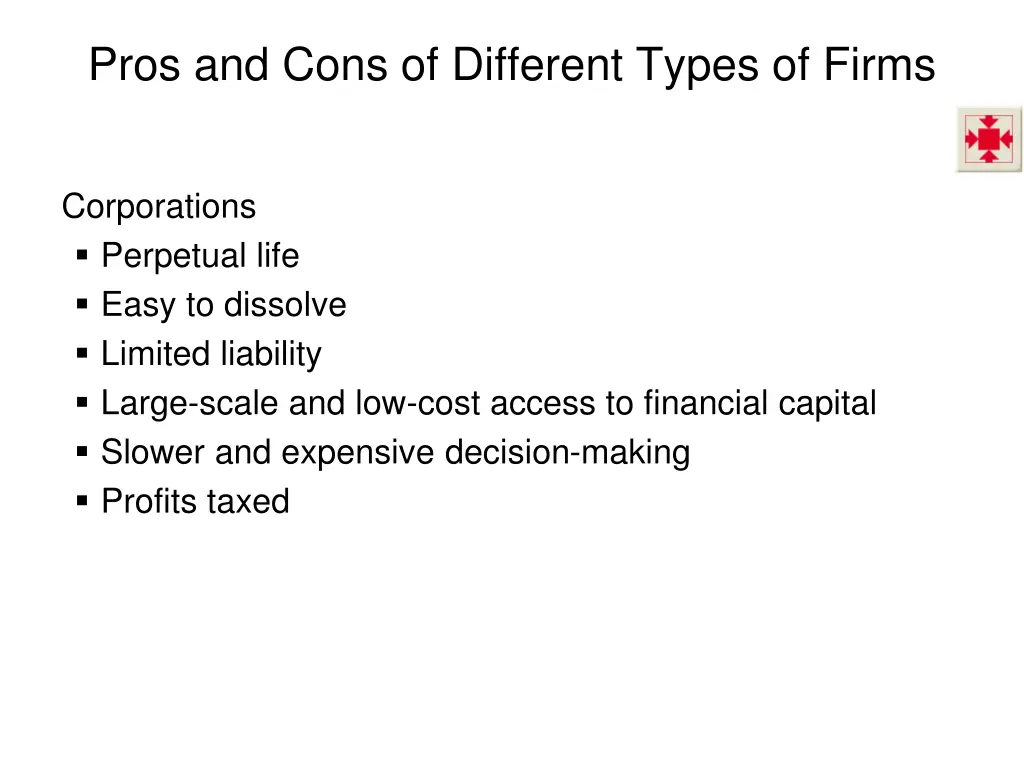 pros and cons of different types of firms 2