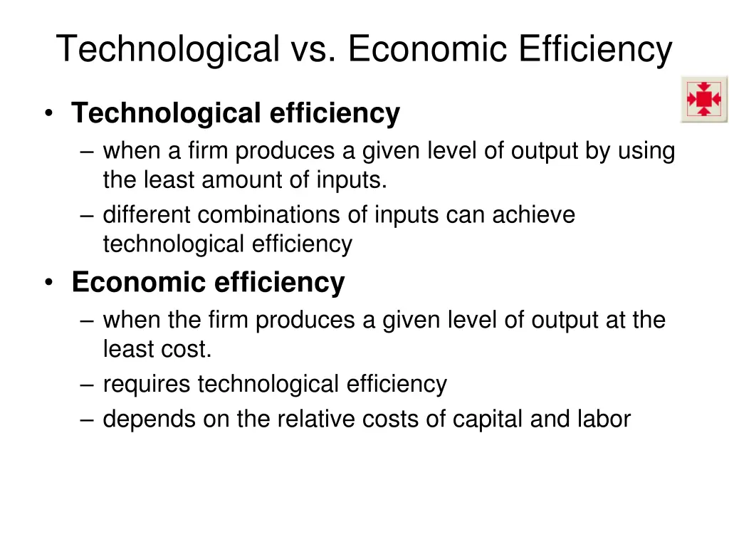 technological vs economic efficiency