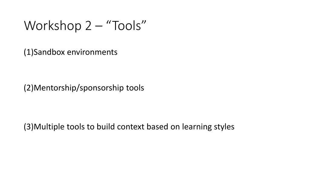 workshop 2 tools