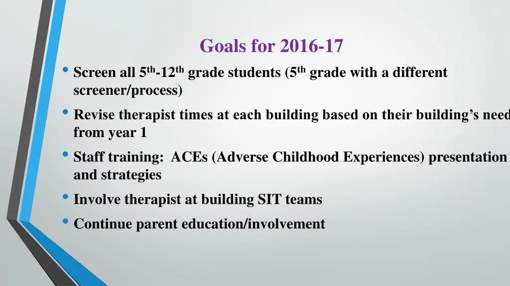 goals for 2016 17
