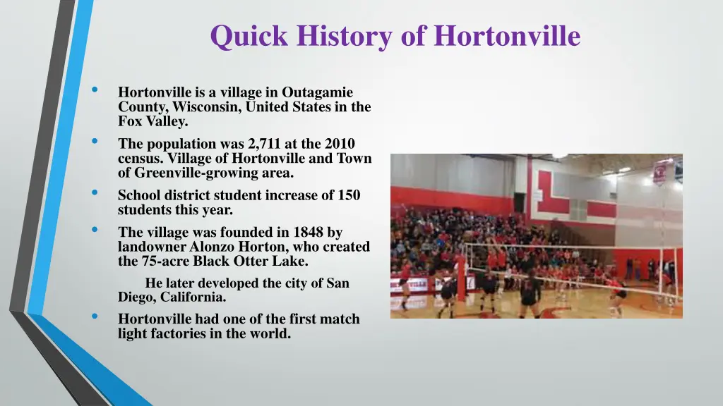 quick history of hortonville