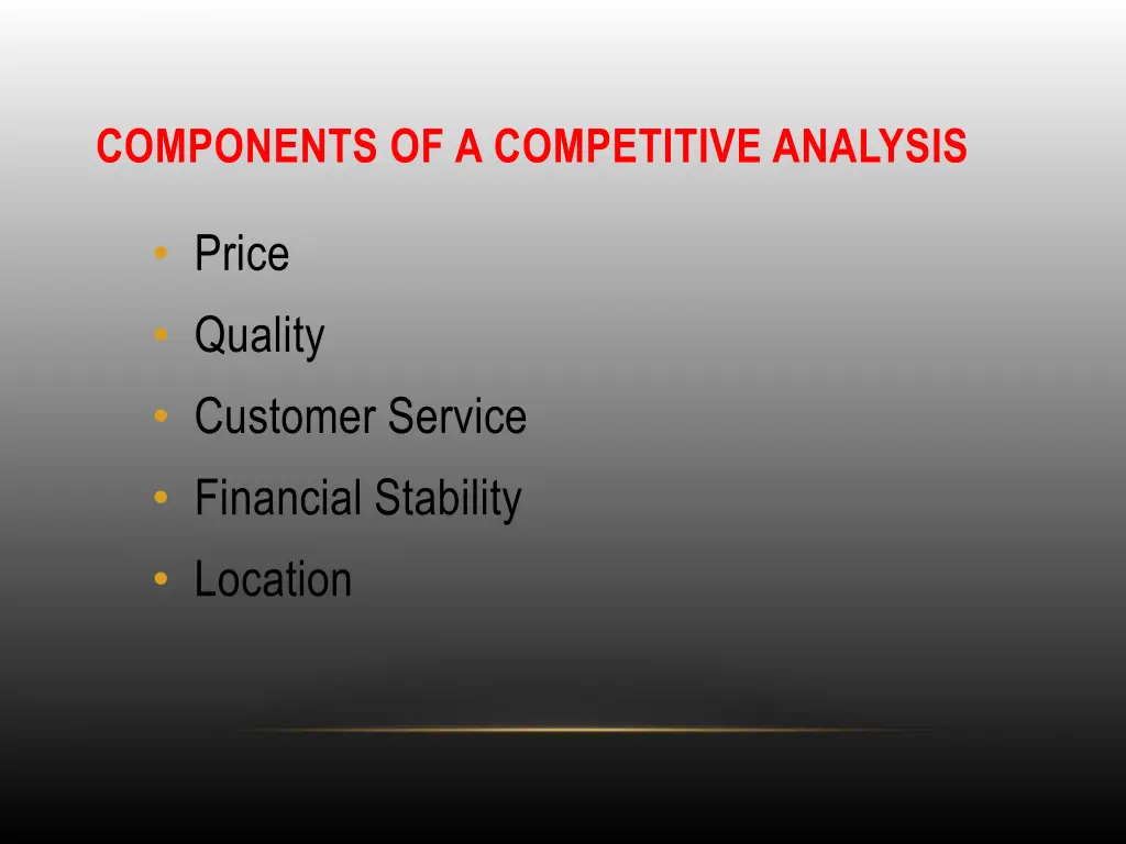 components of a competitive analysis