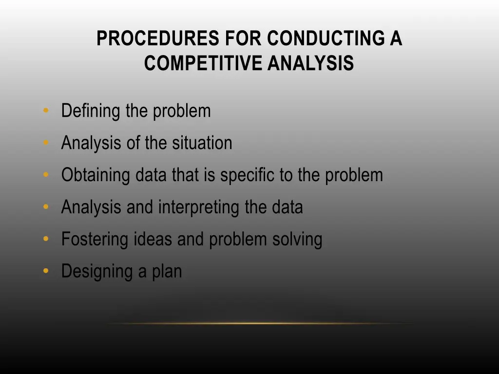 procedures for conducting a competitive analysis
