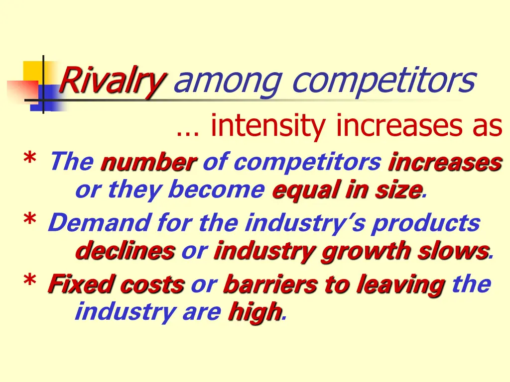 rivalry among competitors intensity increases