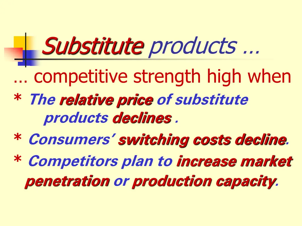 substitute products competitive strength high