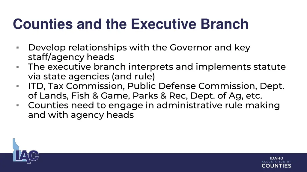 counties and the executive branch