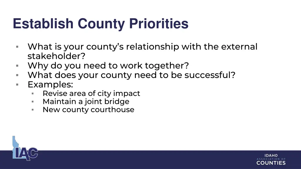 establish county priorities