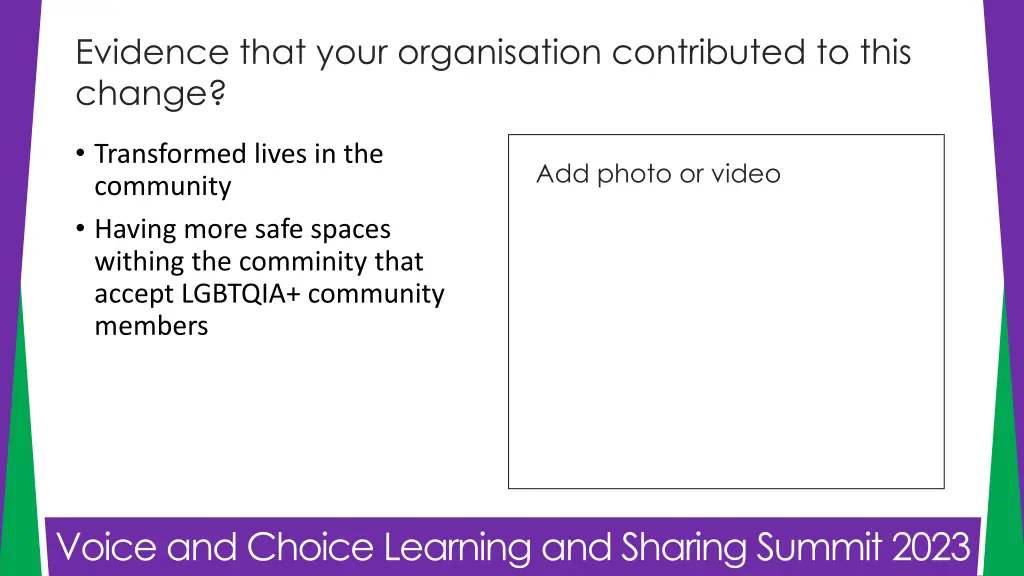 evidence that your organisation contributed