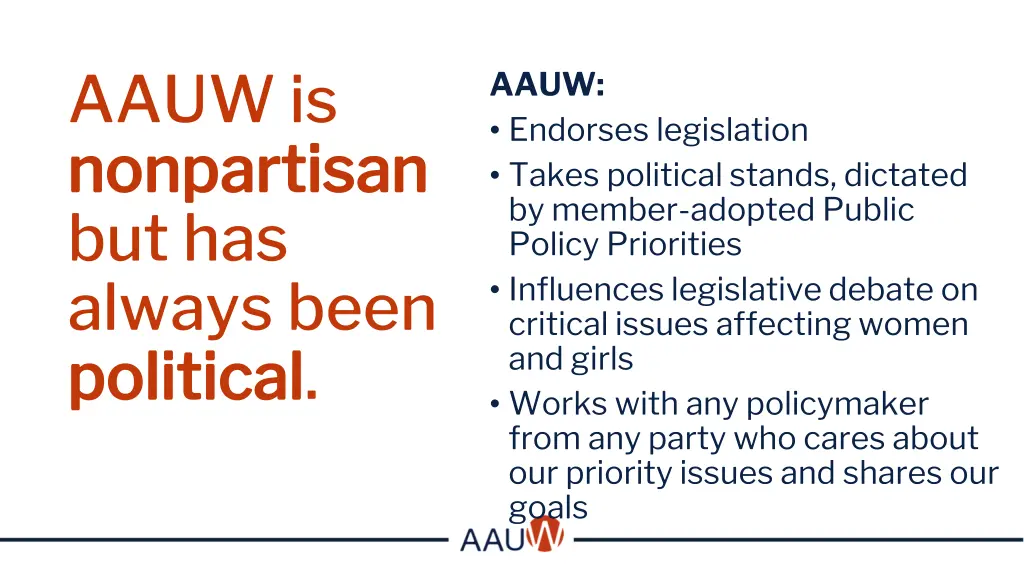 aauw is nonpartisan nonpartisan but has always