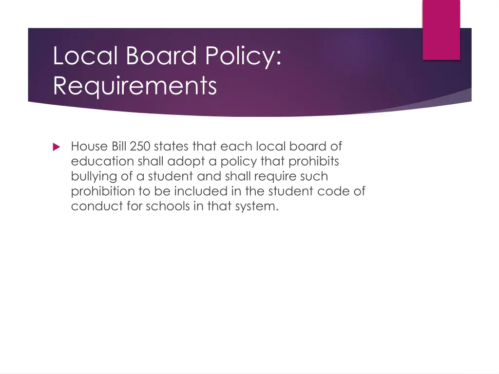 local board policy requirements