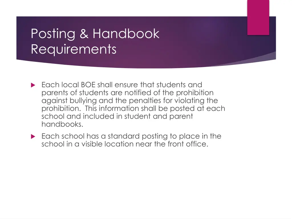 posting handbook requirements
