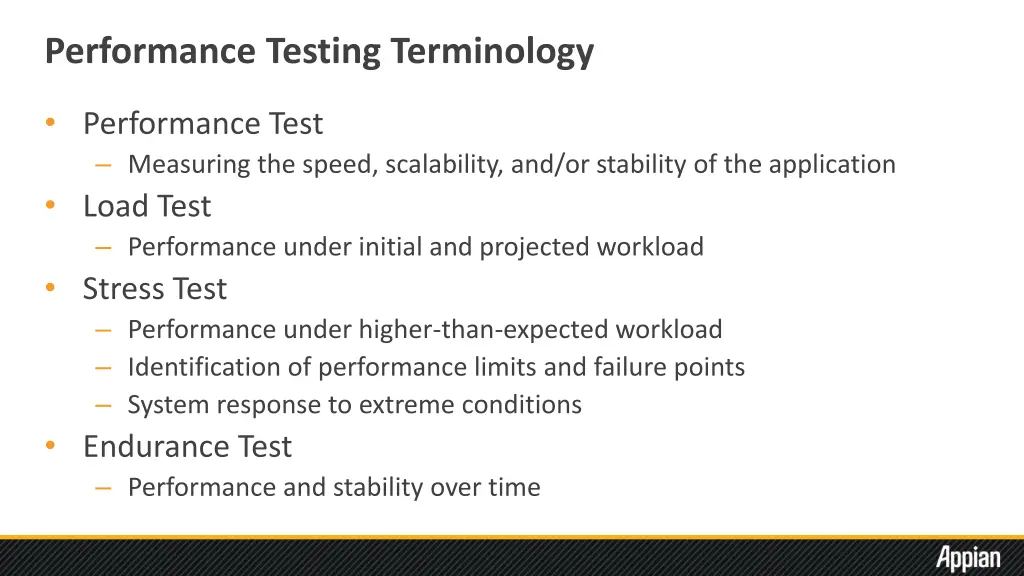performance testing terminology