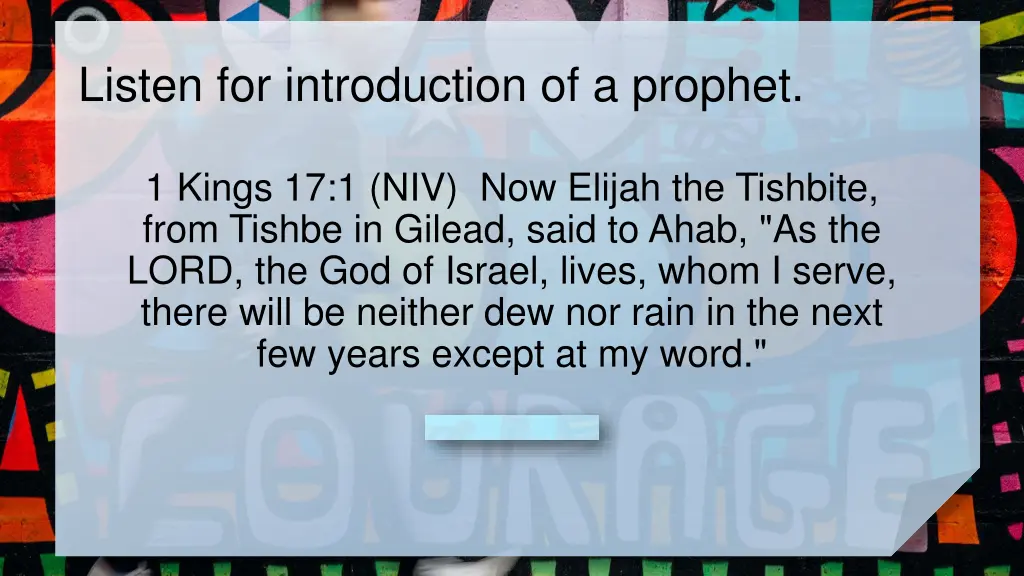 listen for introduction of a prophet