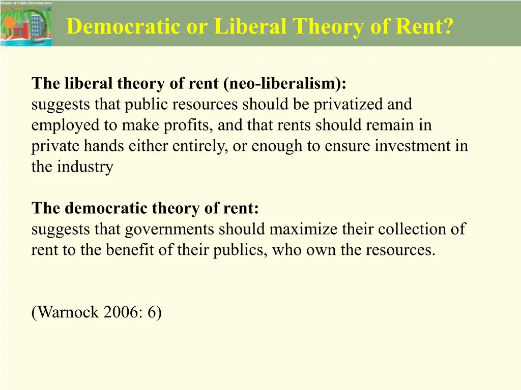 democratic or liberal theory of rent