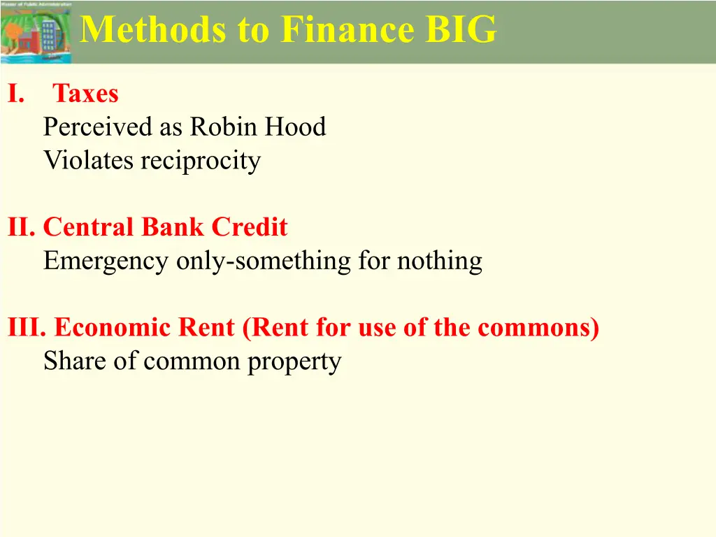 methods to finance big 1