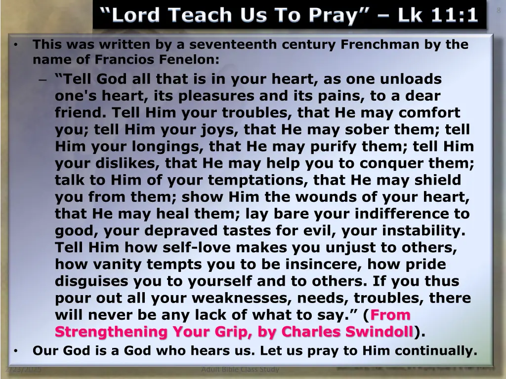 lord teach us to pray lk 11 1
