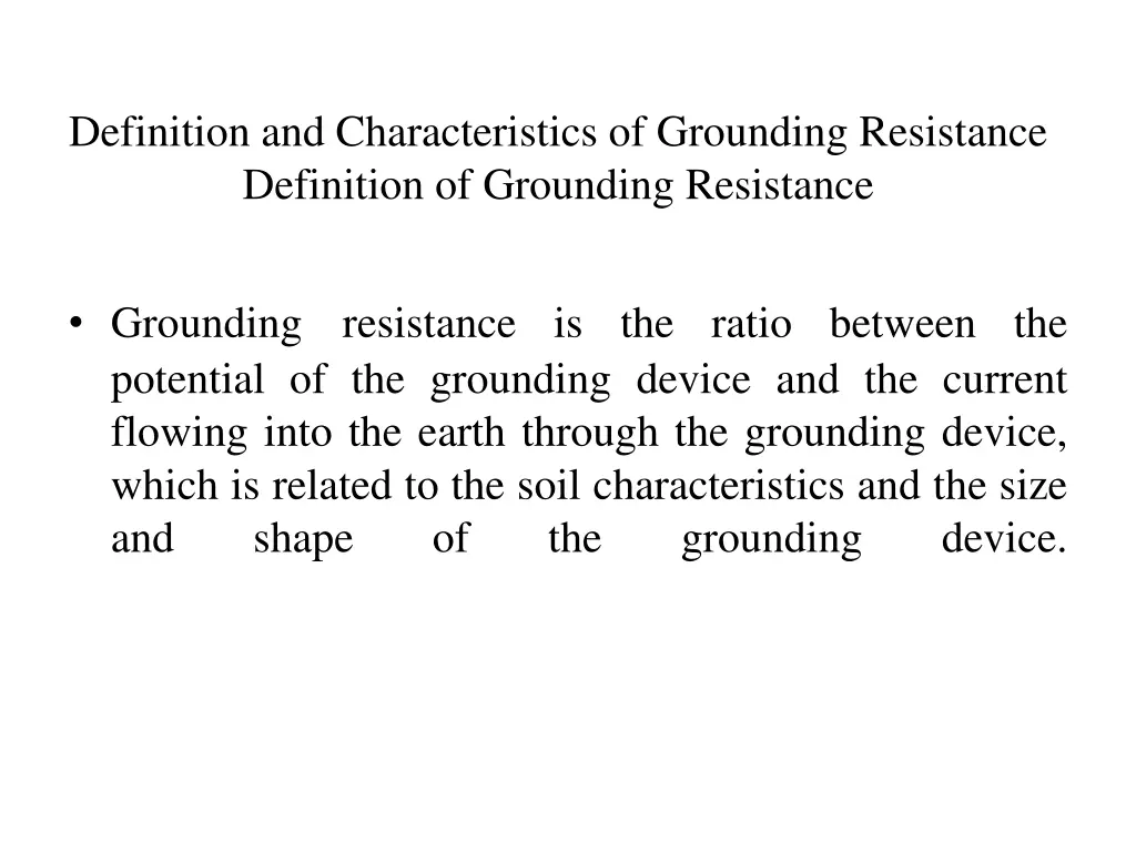 definition and characteristics of grounding