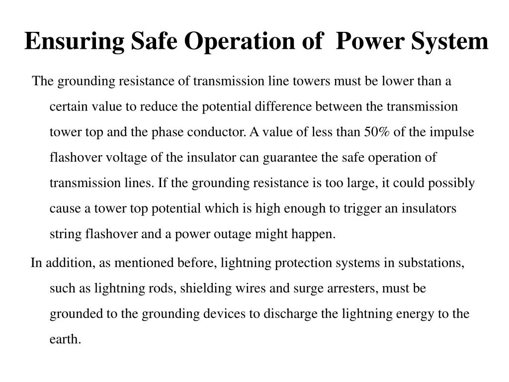ensuring safe operation of power system