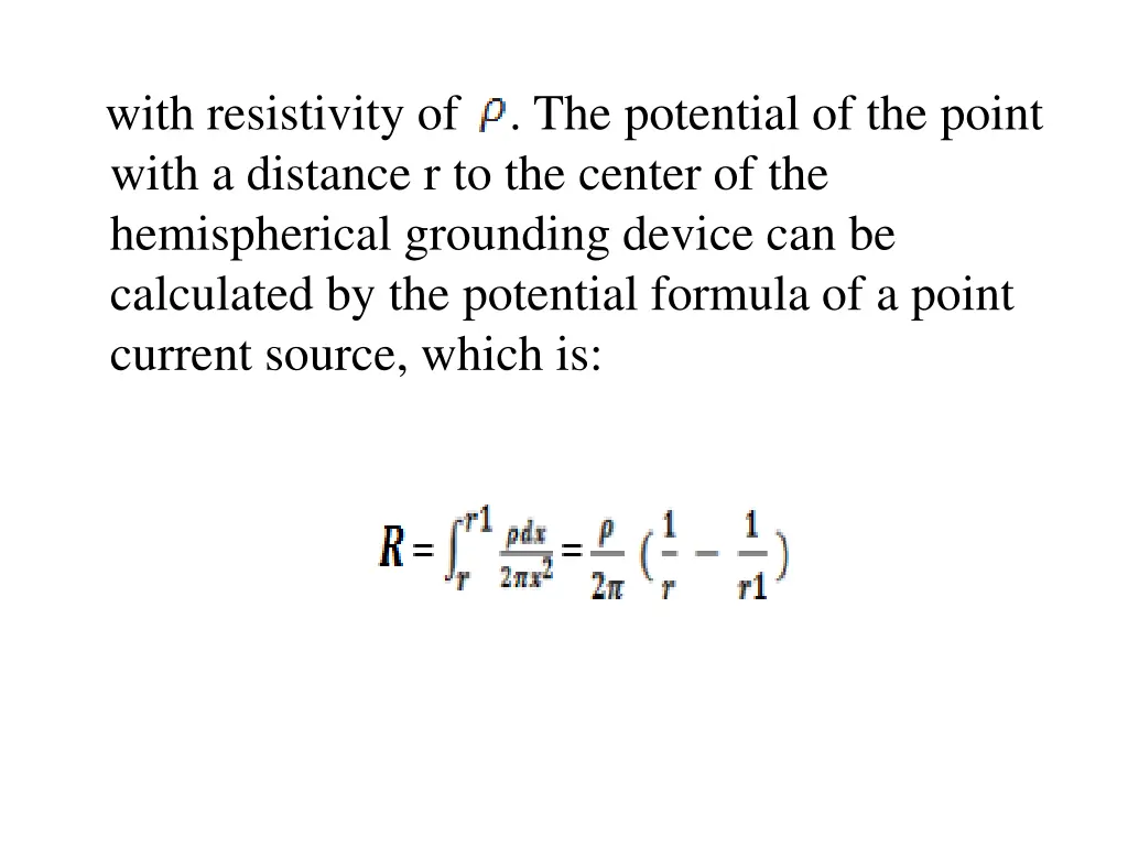 with resistivity of the potential of the point