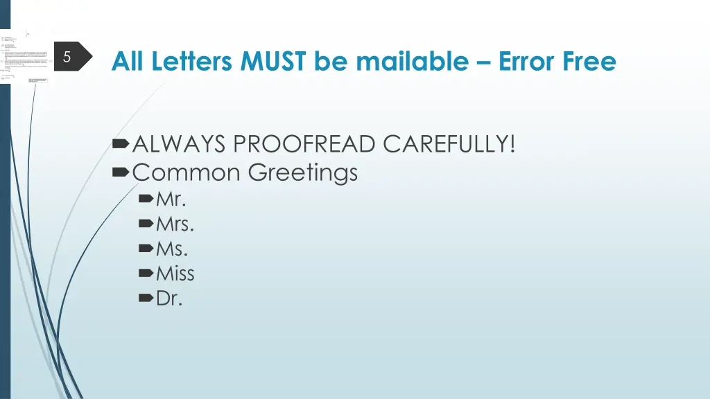 all letters must be mailable error free