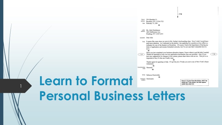 learn to format personal business letters