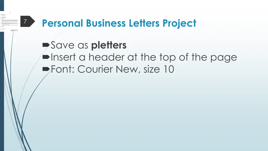 personal business letters project