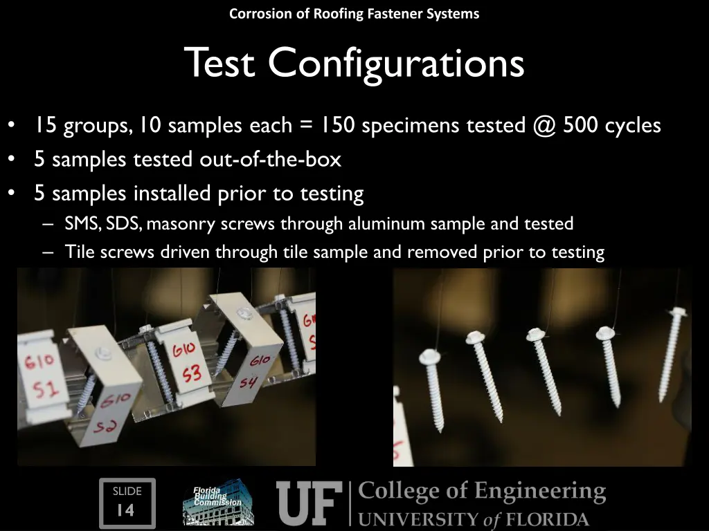 corrosion of roofing fastener systems test
