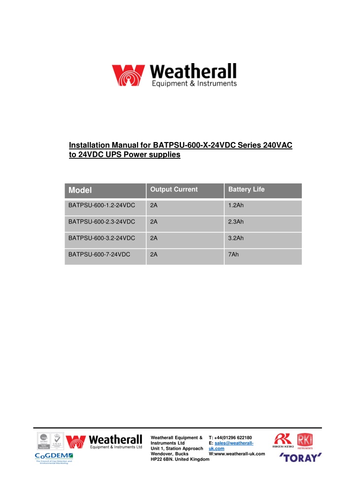 installation manual for batpsu 600 x 24vdc series