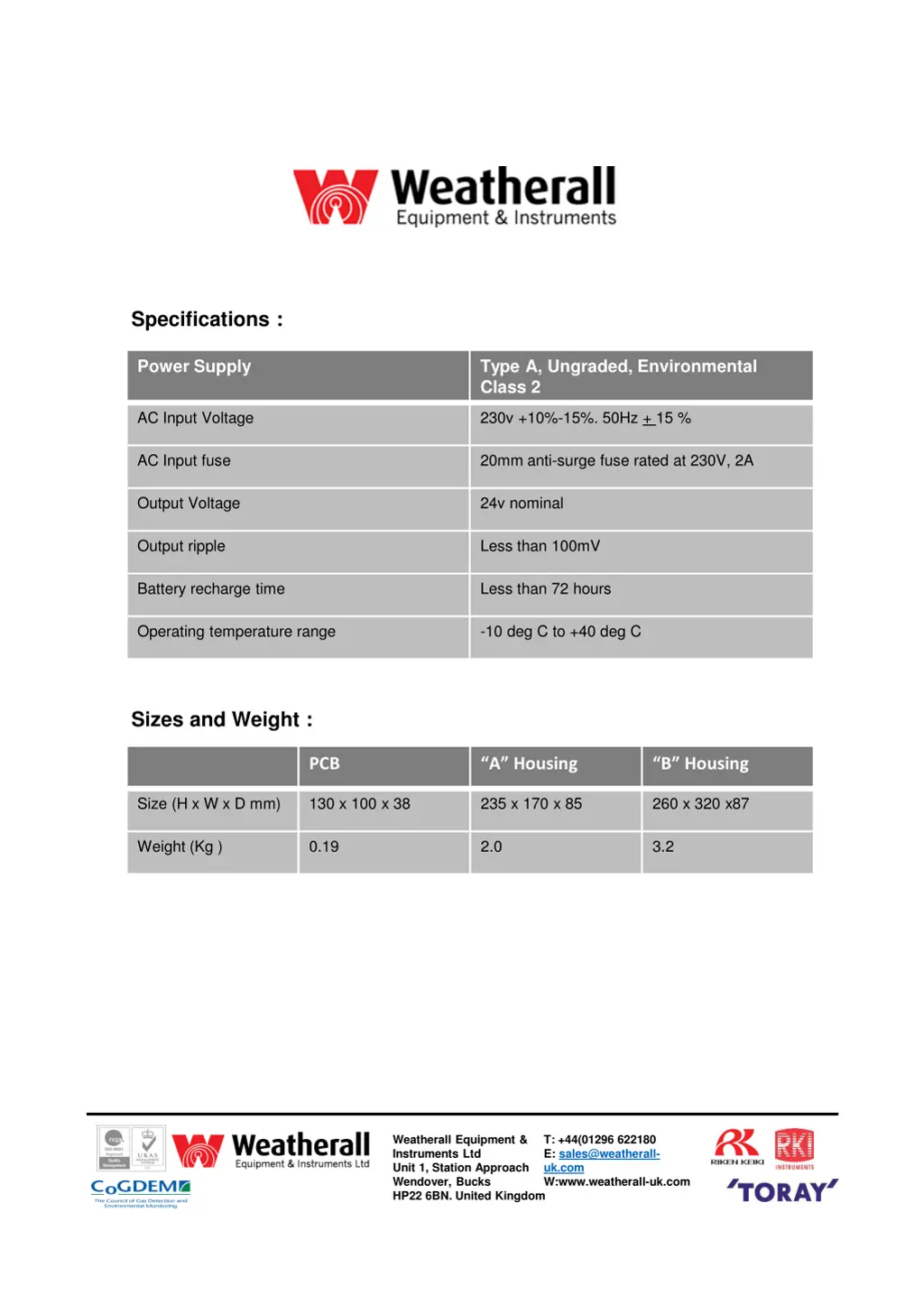 specifications