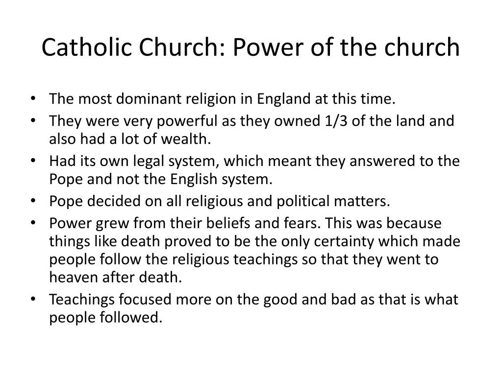 catholic church power of the church