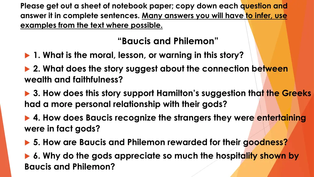 please get out a sheet of notebook paper copy 1