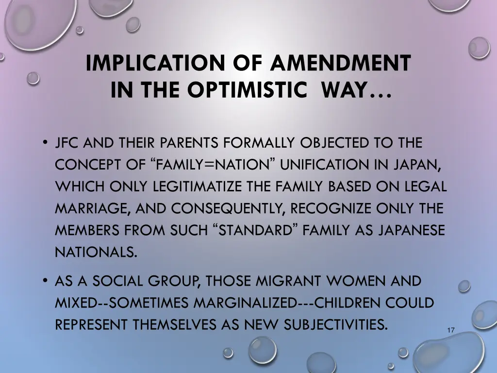 implication of amendment in the optimistic way
