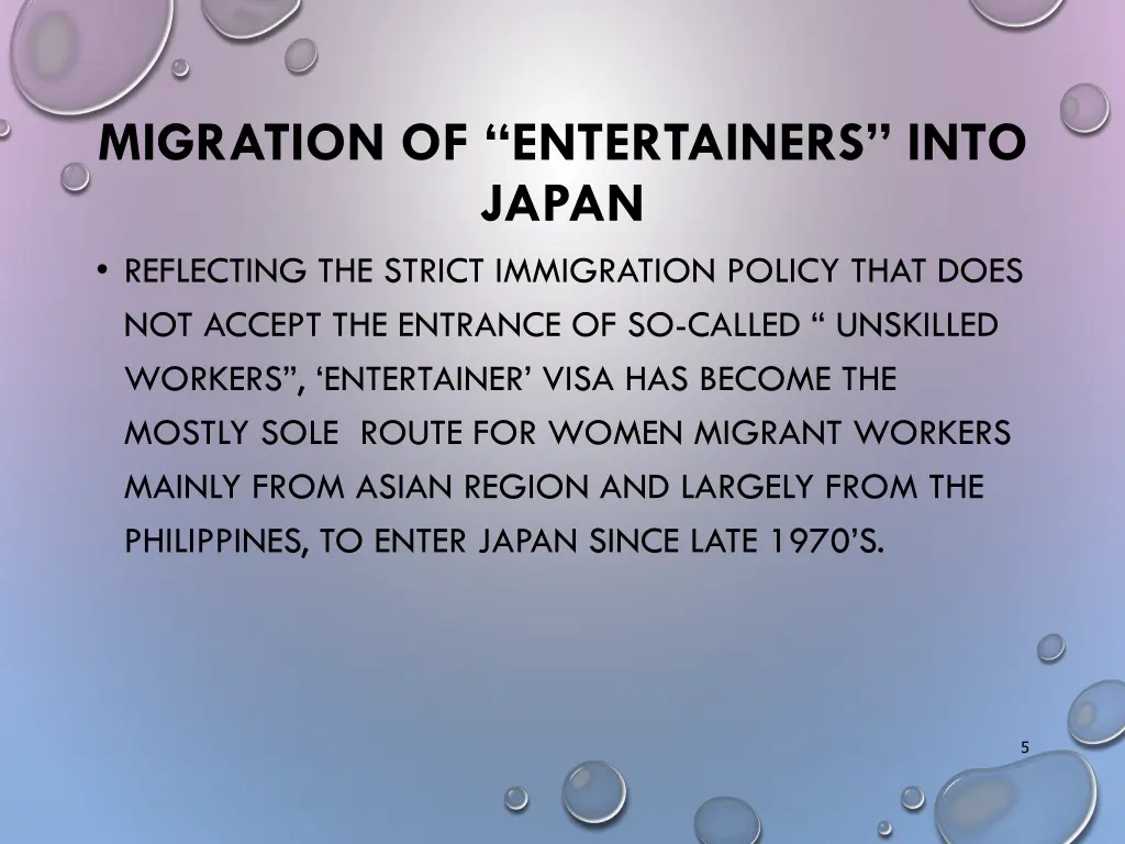 migration of entertainers into japan reflecting