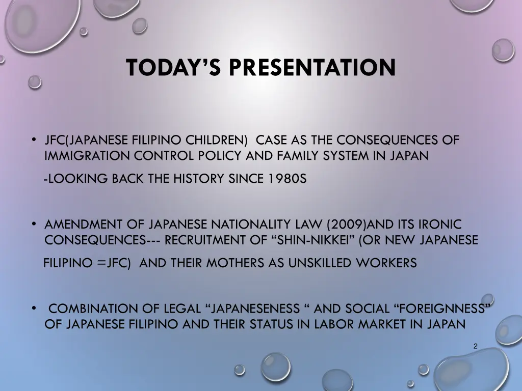 today s presentation