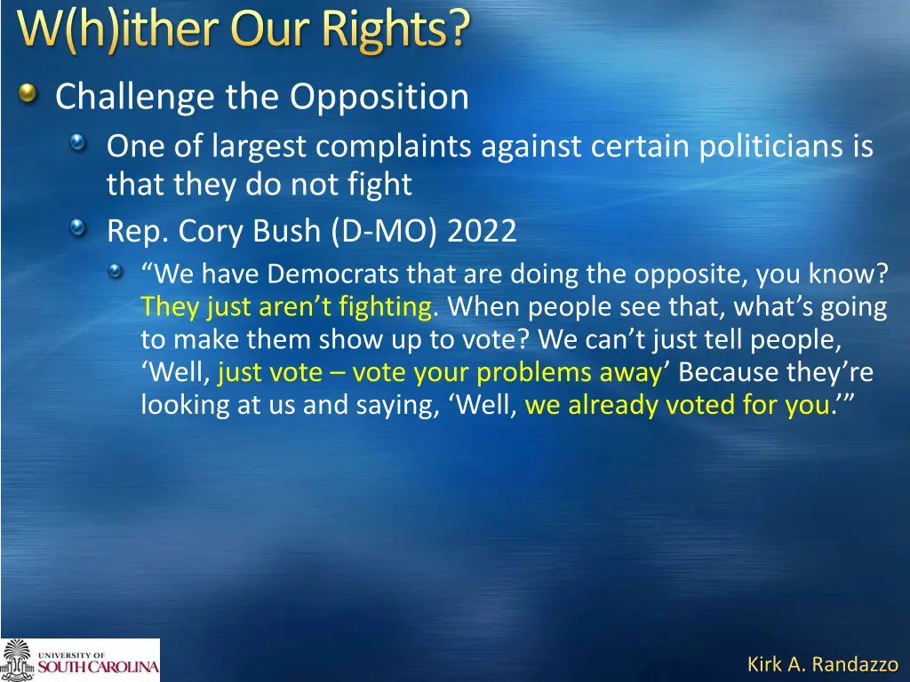 w h ither our rights challenge the opposition