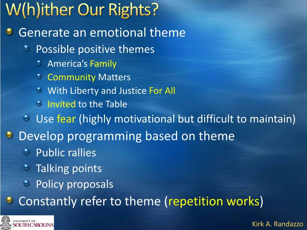 w h ither our rights generate an emotional theme