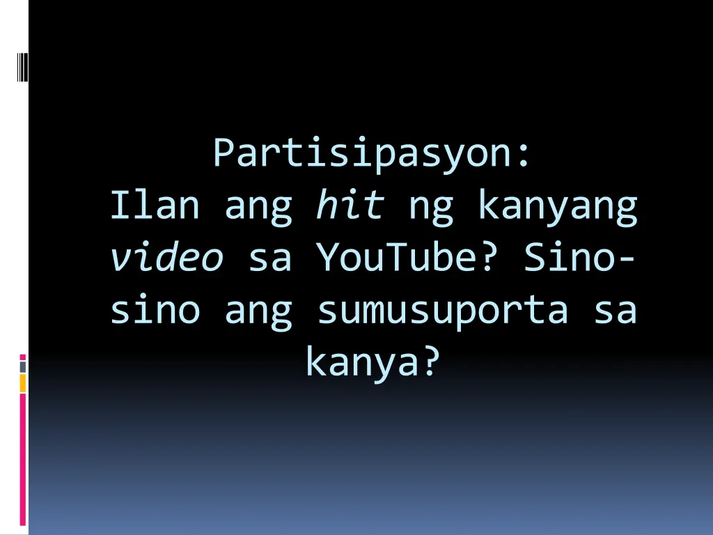 partisipasyon ilan ang hit ng kanyang video