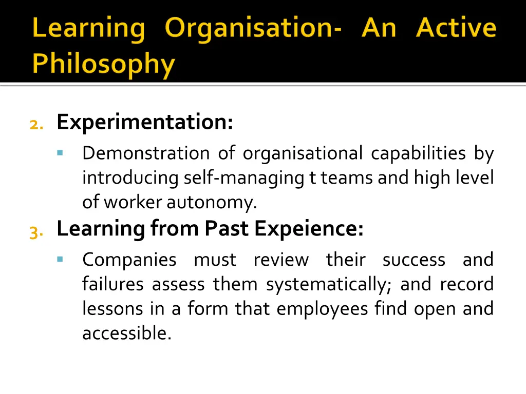 2 experimentation demonstration of organisational