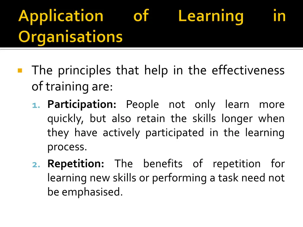 the principles that help in the effectiveness