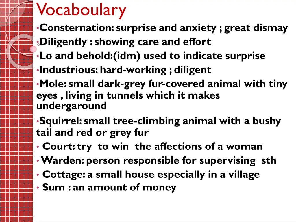 vocaboulary consternation surprise and anxiety